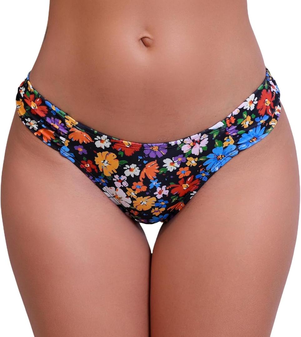 Halcurt Women's Mid Waisted Bikini Swimsuit Bottoms Full Coverage Swim Bottoms (M)
