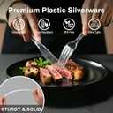 BYSNOW 360 Count Extra Heavy Duty Plastic Silverware, BPA-Free, Heat Resistant, Disposable Clear Plastic Utensils Set, Plastic Cutlery Set, Plasticware Bulk for Parties, Events and Everyday Use