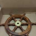 NauticalMart 18" Ships Wheel Wood & Brass Wheel Nautical Pirate's Steering Ship's Wheel Wall Hanging Ornament Decoration for Living Room & Office (18L" x 2W", Brown)