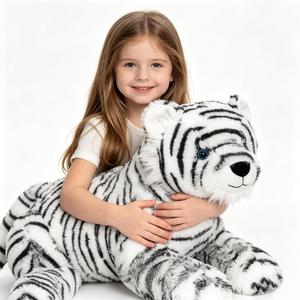 MaoGoLan 32 inch Tiger Stuffed Animal Giant White Tiger Plush Big Stuffed Tiger Snow Leopard Lion for Kids Girls Boys Safari-Themed Baby Shower Party Decorations