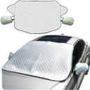 Car Windshield Snow Cover with Side Mirror Cover, 4 Layers Winter Frost Protection for Any Weather, Windscreen Covers with Magnetic Edges, Front Window Automotive Covers for Car SUV Trucks