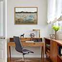 Floating Framed Canvas Wall Art, Vintage Blue Bicycle Flower Basket Wall Decor, Country Nature Landscape Wildflower Poster Print Paintings for Bathroom Living Room Bedroom Home Decor 12x16 inch