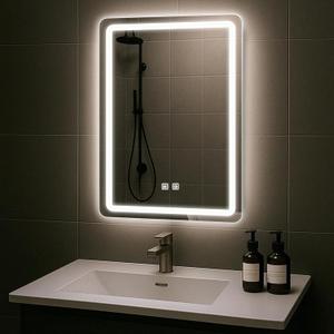 LED Bathroom Mirror, 20x28 in Vanity Mirrors with Backlit Lights for Shaving, Fogless Makeup Mirror Wall Mounted with Demister, Dimmable 3 Color Lighting, IP54, Vertically Only