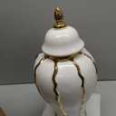 White and Gold Vases for Centerpieces,White Gold Ginger Jars for Home Decor,Large Gold Vases for Kitchen Counter,Vintage Vase with Lid,Birthday Anniversary (18 in)