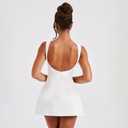 ABYOVRT Women Sexy Backless Mini Dress Sleeveless Open Back A Line Formal College Graduation Dress (White, S)
