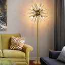 Wellmet Gold Floor Lamp for Living Room, Mid Century Modern Floor Lamps for Bedroom, Brass Finish, 65.3 Inch Tall Unique Metal Floor Lamp for Corner Decorative, Globe Shade, Gold