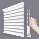 Foiresoft Zebra Blinds for Windows, Day Night Dual Layer Roller Shades for Windows, Adjustable Privacy, Inside or Outside Mount [W24 x H48 Inch, White]