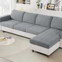 Ruaozz Couch Cushion Covers for Sectional Sofa Stretch Seat Cushion Covers Washable Sofa Slipcovers for L Shaped Soft Furniture Protector Pet Friendly (1 PC Chaise Cover, Light Grey)