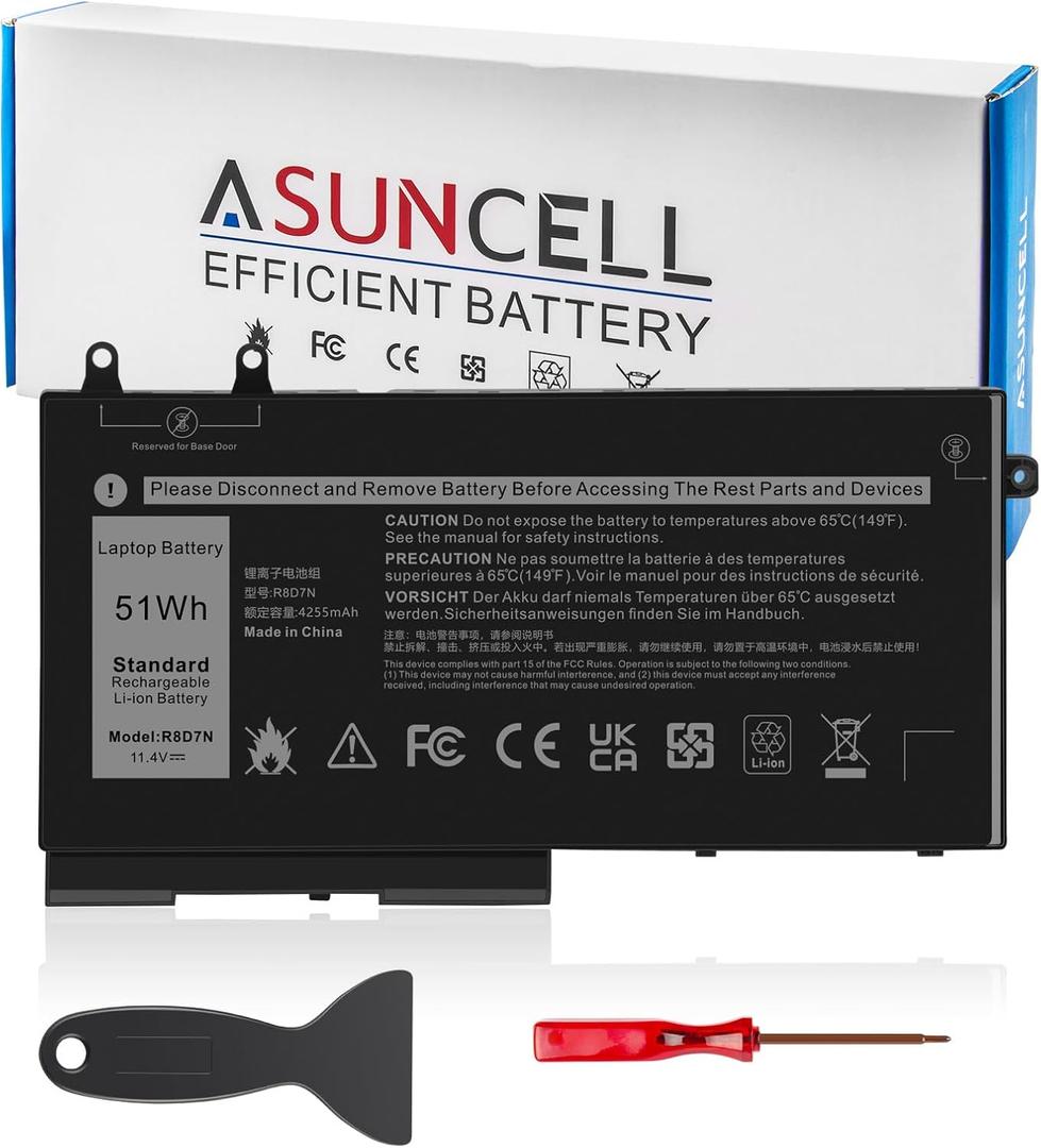 ASUNCELL R8D7N Battery Replacement for Dell Inspiron 3540 M3550 Latitude 5400 5500 5510 7590 7591 7791 2-in-1 Series H82T6 0C5GV2 0W8GMW Series 1V1XF 4GVMP RF7WM 9JRYT X77XY 11.4V 51h (OD06XL)
