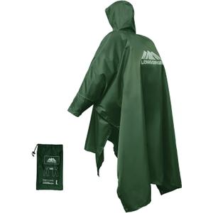 longsinger Rain Poncho for Adult, Waterproof Rain Poncho with Hood and Sleeve, Ideal for Hiking, Hunting, Camping (Large Tall, Olive Green)