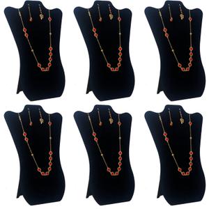 14 Inch Tall Black Velvet Necklace & Earing Display Stands for selling, Foldable Jewelry Display Stands for Shows, (Set of 6)