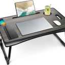 Amaredom Laptop Bed Desk Tray Bed Table, Foldable Portable Lap Desk with Storage Drawer and Cup Holder for Eating Breakfast on Bed/Couch/Sofa-Black