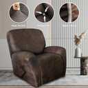 ANARACHON Leather Like Recliner Chair Covers Heavy Duty, 4 Pieces Recliner Cover for Recliner Chair, Leather Cover for Recliner slipcovers Washable for Pets (Dark Brown)