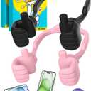 Valentines Day Gifts for Teens Girls Kids Women Cell Phone Stand: UPGRADE Adjustable Thumbs Up Lazy Phone Holder for Desk Cool Gadgets Fun Birthday Gift Ideas for Boys Teenage Adults Gifts for Easter (Black & Pink)