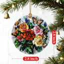 2 x Butterfly & Rose Ornament | Christmas Ornaments, Christmas Decorations, Hanging Ornaments for Tree, Holiday Decor Gifts | Gifts for Flower Lover, Women, Friend, Neighbor | Gift Exchange Ideas