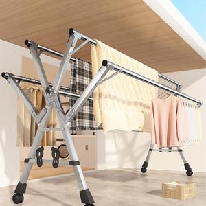 5 Rods Clothes Drying Rack, Folding Drying Rack Clothing, Adjustable Portable Clothesline with Wheels for Indoor Outdoor Use (94.5"x30"x54.7")