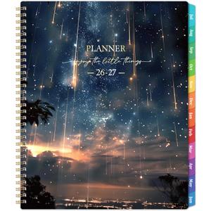 Planner 2026-2027 - Planner Weekly and Monthly 2026-2027, Academic Planner 26-27, July 2026 - June 2027, 8.5" x 11", 26-27 Calendar Planner with Colourful Tabs, Inner Pocket, Premium Paper, Twin-wire Binding - Galaxy