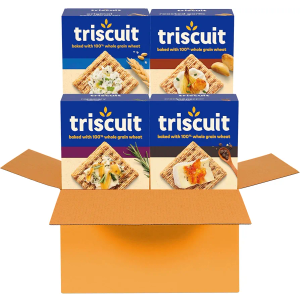 Triscuit Whole Grain Wheat Crackers 4 Flavor Variety Pack, Lunch Snacks, Bulk Snack Crackers, 4 Boxes BB: 28Apr 2026