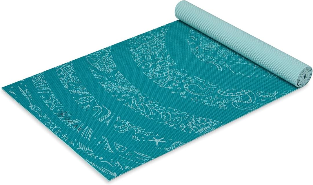 Gaiam Yoga Mat Classic Print, 4mm Non-Slip Mat Lightweight 4mm print yoga mat with non-slip grip. Ideal for yoga, Pilates & floor workouts at home or studio