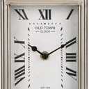 NIKKY HOME Metal Table Clock, Retro Silver Table Clock Non-Ticking, Vintage Desk Clock HD Glass Battery Operated Quartz Movement for Bedroom Living Room Indoor Decoration