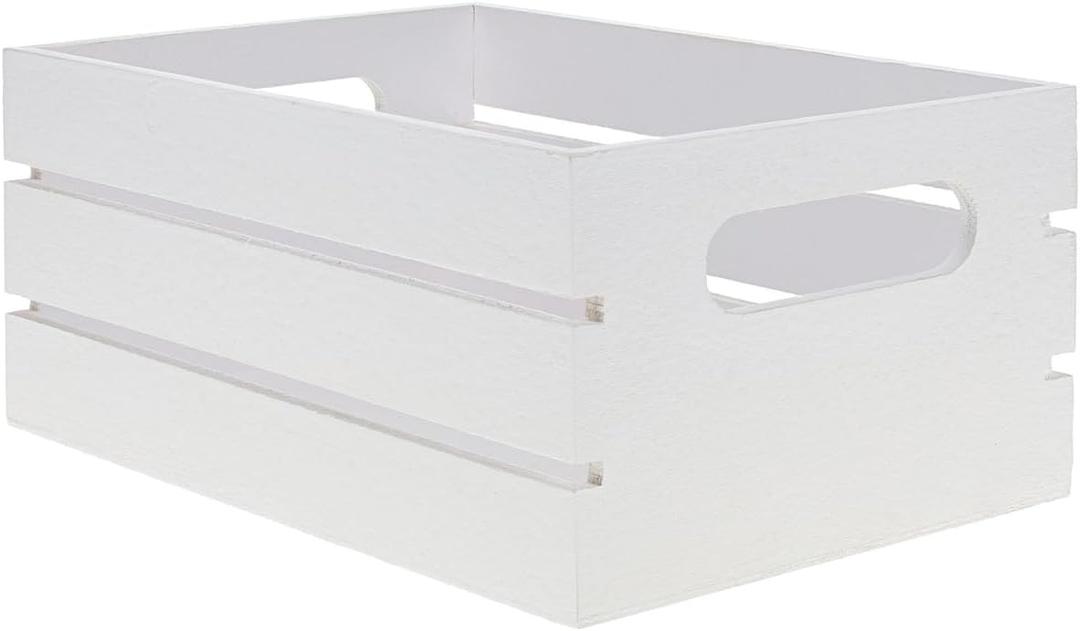 Hampton Art White Wood Crate 9.33" x 6.5" x 4.25"  Small Wooden Crate Box for Crafts, Storage, Decor, Rustic Wood Crate Organizer, Wooden Crate for Crafts