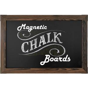 Loddie Doddie Magnetic Chalkboard Sign - 20 x 30 in, Rustic Wood Frame - Easy-Erase Chalk Calendar - Photo & Memo Magnet Display - Wall-Mount Magnetic Bulletin Board