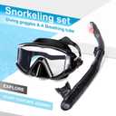 Snorkel Set Pano 3 Window Adult Snorkeling Gear, Professional Snorkel Goggles Anti-Fog Diving Mask, Anti-Leak Swim Goggles and Dry Top Snorkel for Diving, Snorkeling, Swimming