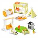 Giant bean 21pcs Wooden Plastic Dollhouse Furniture Set, Patio and Babyroom Set, Green Dollhouse Accessories Pretend Play Furniture Toys for Boys Girls Kids & Toddlers 3 4 5 6 Years up