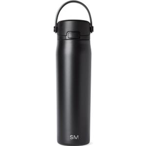 Simple Modern Mesa Sport Water Bottle with Covered Chug Lid | 24oz Cup Holder Friendly Insulated Stainless Steel Bottle for Gym, Sports and Travel | Midnight Black