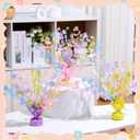 3 Pcs Daisy Birthday Party Decorations Pastel Rainbow Table Centerpieces Macaron Flower Model Foil Spray Table Decor Floral Metallic Burst Centerpiece for Birthday Shower Wedding Supplies