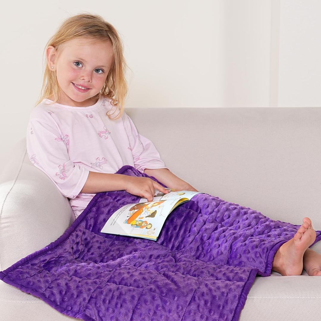 Kivik 2 lbs Weighted Lap Pad, Ultra Soft Minky Dotted Heavy Blankets Throw for Better Study Relaxing & Sleeping, Machine Washable, 20 x 30 Inches, Purple