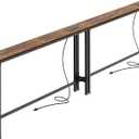 SUPERJARE 86.6 inch Narrow Console Table with Outlet, Sofa Tables, Behind Couch Table, Long Entryway Tables with Charging Station, for Living Room, Rustic Brown AST041Z, 5.9''D x 86.6''W x 29.7''H
