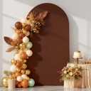 7.2FT Brown Arch Backdrop Cover - Polyester Fitted Wedding Arch Stand Covers Round Top Chiara Arch Backdrop Cover for Birthday Party Banquet Photo Background Decoration