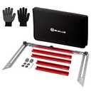 Stair Tread Template Tool, Upgrade Stair Gauge Tool, Accurate Stair Measuring Tool with Gloves, Aluminum Stair Tread Jig Scribe Tool for Riser, Shelf and Cutting Drywall