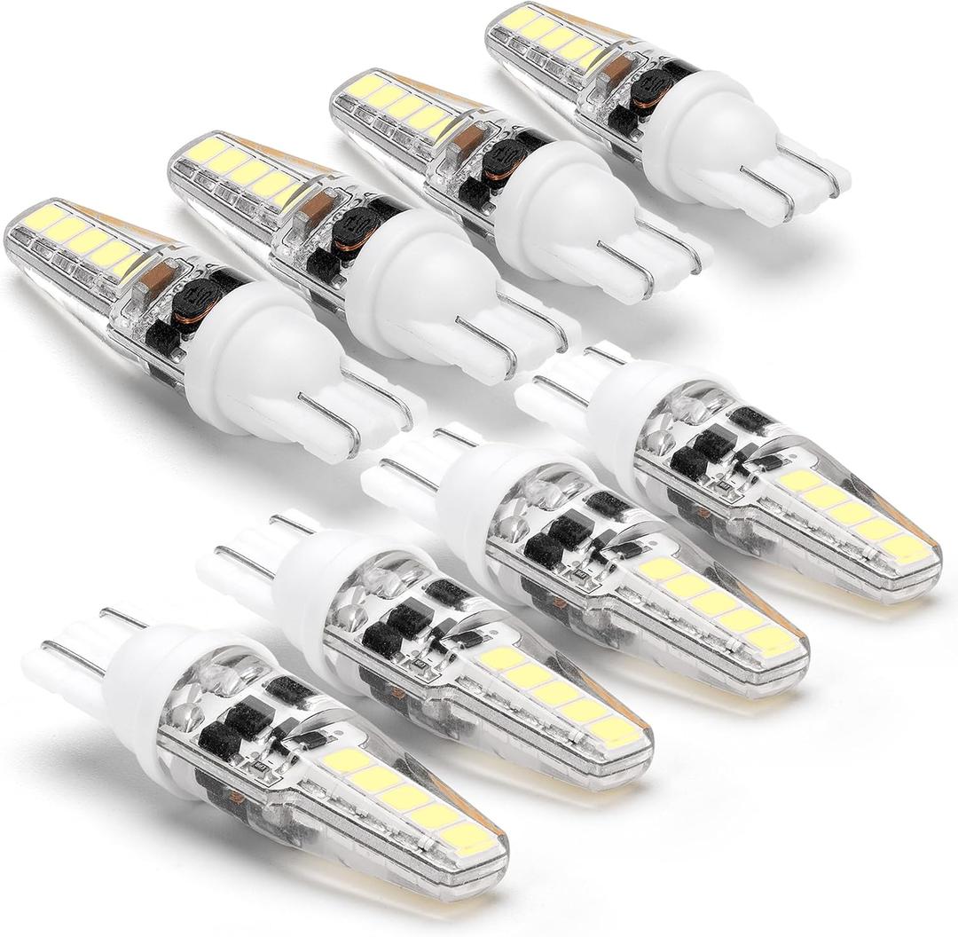 15W 20W T5 T10 Wedge Base LED Light Bulb 300lm AC/DC 12V-24V Daylight White 6000K 3W 194 921 T10 LED Bulb for Automotive Car RV Camper Trailer Landscape Driveway Malibu Lawn Lighting, 8 Pack