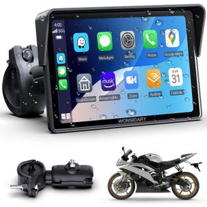 5" Motorcycle CarPlay Wireless for Apple CarPlay & Android Auto,W522 Car Play Motorbike Waterproof Touch Screen with Dual Bluetooth,GPS Navigation,Siri/G-Assist,EQ,USB/Hardwired Power Supply