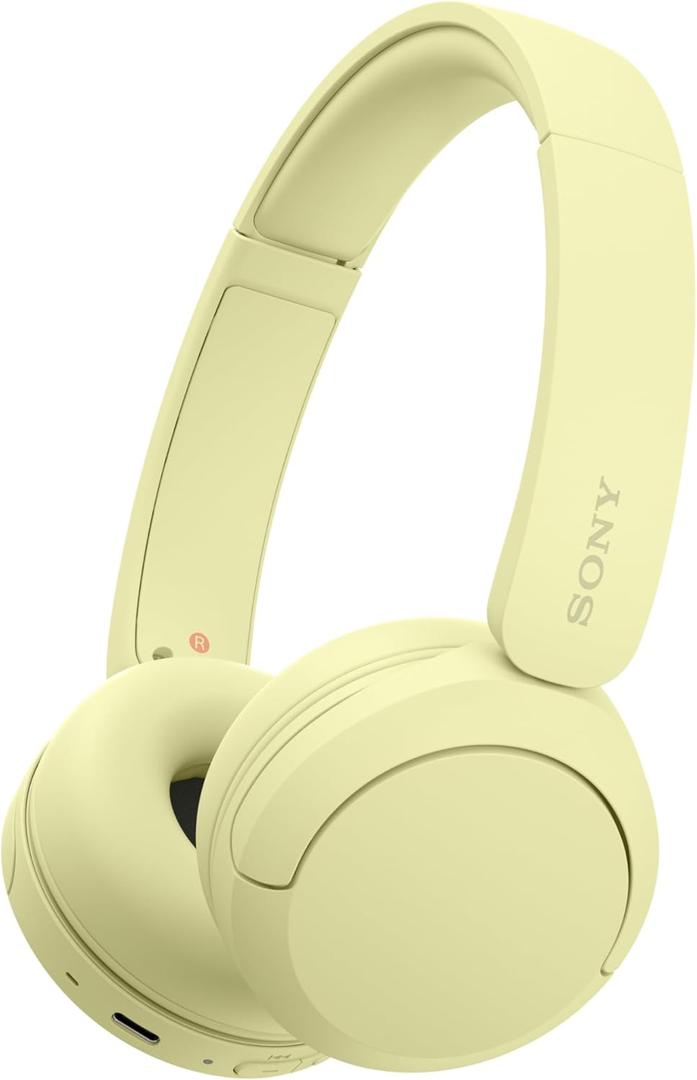 Sony WH-CH520 Wireless Headphones Bluetooth On-Ear Headset with Microphone and up to 50 Hours Battery Life with Quick Charging, Butter Yellow