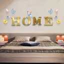 Home Letters Sign Wall Decor Living Room Gold Acrylic Mirrors Art Wall Stickers Peel and Stick Wall Decals Modern Decoration Pictures for Living Room Entryway Dining Room Murals