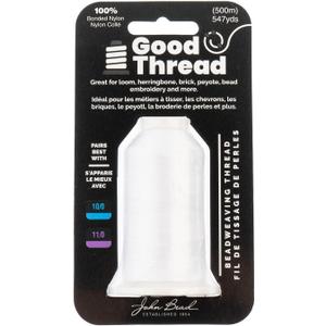 John Bead Good Thread 500m Spool White Bonded Nylon Thread | Beading Thread for Jewelry Making | Durable Nylon Thread for Craft Projects | Bead Weaving Thread | Bead Making Thread