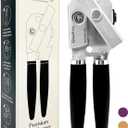 Premium Multifunction Magnetic Manual Can Opener and Bottle Opener, Heavy Duty Stainless Steel Sharp Cutting Blade and Oversized Easy Turn Knob, Soft-Touch Handle, Kitchen Use, Black