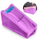 Buryeah Arm Elevation Pillow with 2 Pockets, Soft Ergonomic Support Pillow for Elbow Rest Wedge Broken Arm Gifts with High Density Foam for Recovery Sleeping(Violet)