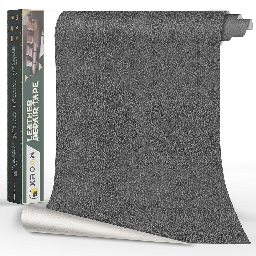 Leather Repair Tape, 23.6x79 inch Leather Patches for Furniture, Self Adhesive Leather Repair Patch for Sofas, Couches, Leather Covers, Seats, Chairs, Vinyl Repair Tape Retro Dark Gray