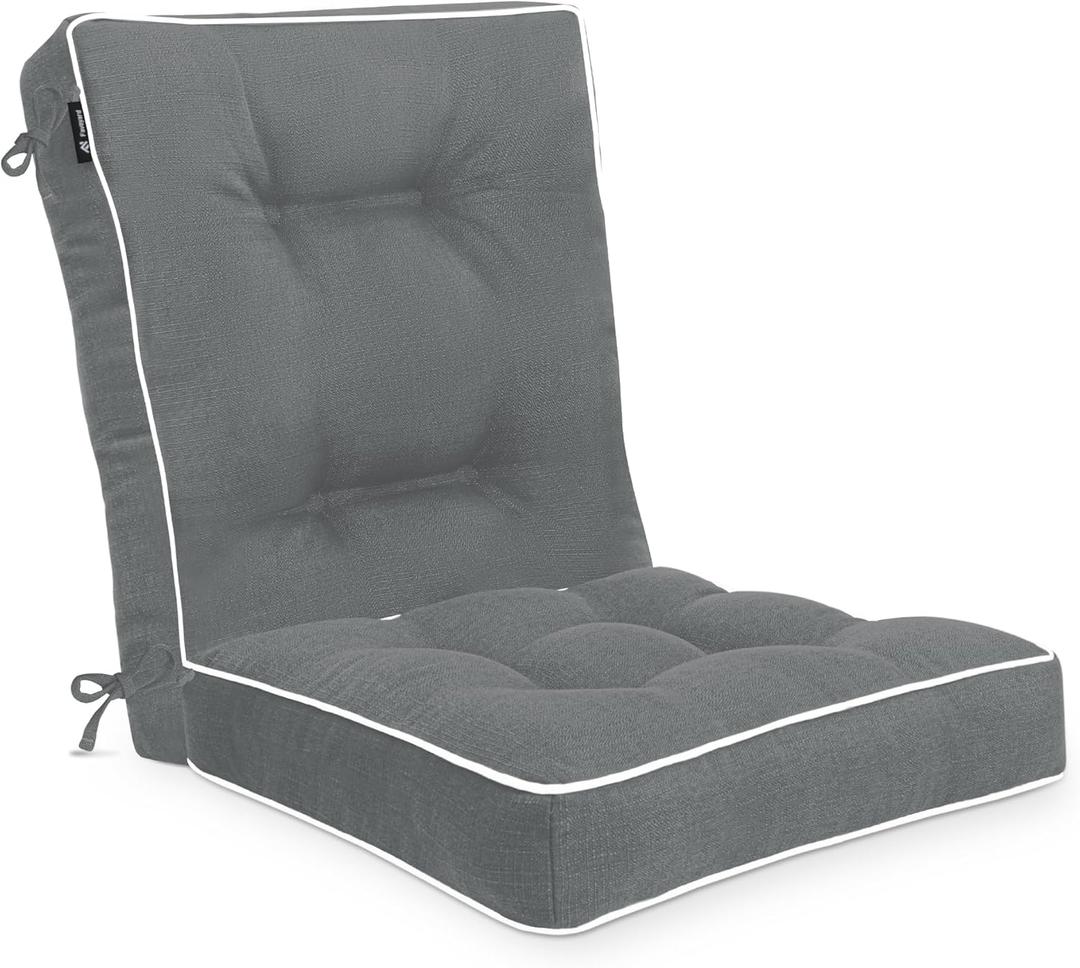 Favoyard Rocking Chair Cushion Set, Indoor & Outdoor Rocker Cushions, Water Resistant Seat Cushion Set for Patio Furniture 3-Year Color Fastness Chair Pads with Ties, Dark Gray