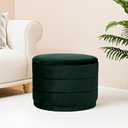 23" Round Velvet Storage Ottoman with Reversible Lid, Soft Padded Footrest and Hidden Storage, Large Upholstere Tray Top Ottoman Footstool for Living Room, Bedroom, Entryway, Bottle Green