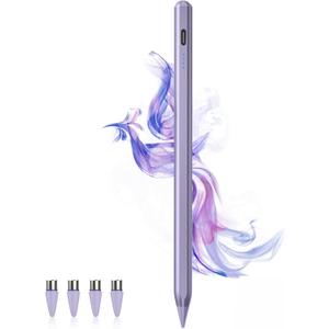 Stylus Pens for Touch Screens Power-Display Tablet Pen POM Tip Magnetic Digital Touch Pen Compatible with iPhone/iPad/iPad Pro/Lenovo/and Other iOS/Android Smartphone and Tablet Devices (Purple)