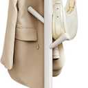 VASAGLE Solid Wood Coat Rack, Free Standing Hall Coat Tree with 8 Hooks, 3 Height Options, for Coats, Hats, Bags, Purses, for Entryway, Hallway, Rubberwood Hooks and Pole, Cloud White URCR010W02