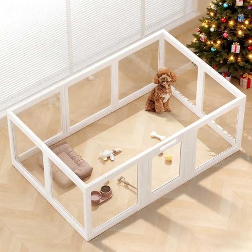 Amazon.com : Clear Acrylic Dog Playpen Indoor, Puppy Cat Small Pet Play Pen, Pet Cat Playpen for Rabbits, Dog Fence Crate Kennel Whelping Cage (White, 10 Panel) : Pet Supplies
