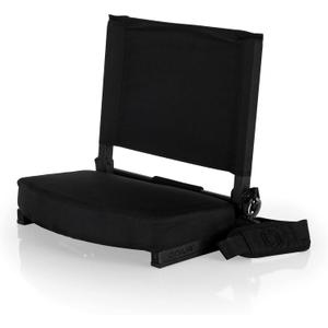 Picnic TIME Gridiron Stadium Seat with Back Support, Folding Bleacher Chairs with Back and Cushion, Thick Padded Stadium Seat and Armrest with Carry Straps, and Bleacher Hook Feature (Black)