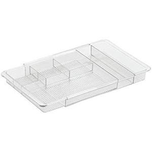 iDesign Expandable Vanity Drawer Organizer, The Clarity Collection  11.25 to 18.5, Clear