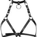 LIVE4COOL Women Harness Elastic Cupless Cage Bra Sexy Lingerie for Women Adjustable Hollow Out Crop Top Exotic Strap Bra (Black), Onesize